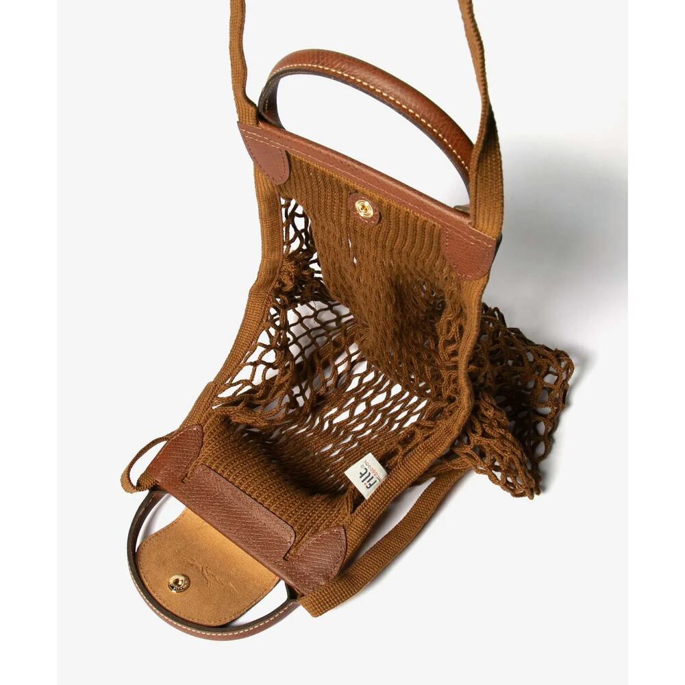 Longchamp Le Pliage Filet Mesh Knit Shoulder Bag in Tobacco - Picture 8 of 8
